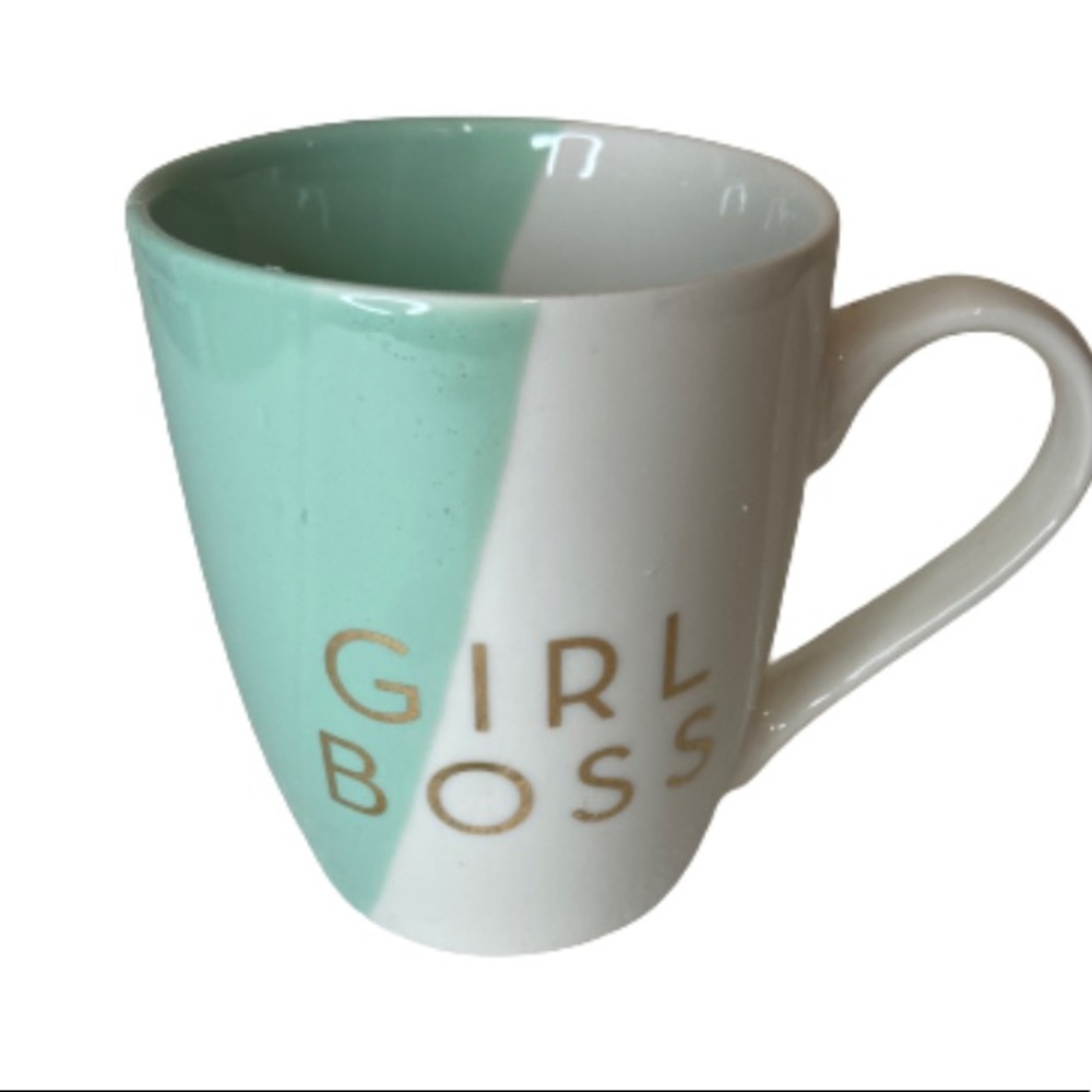 Girl Boss Coffee Tea Ceramic Mug Green White Gold